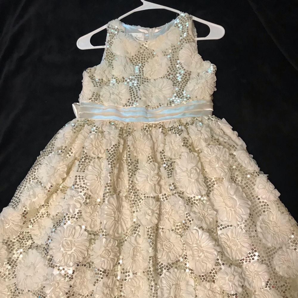 Cream Floral Flower Girl Dress